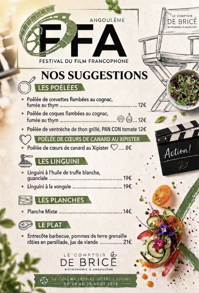 Suggestions spéciales FFA au Restaurant le Comptoir de Brice à Angoulême